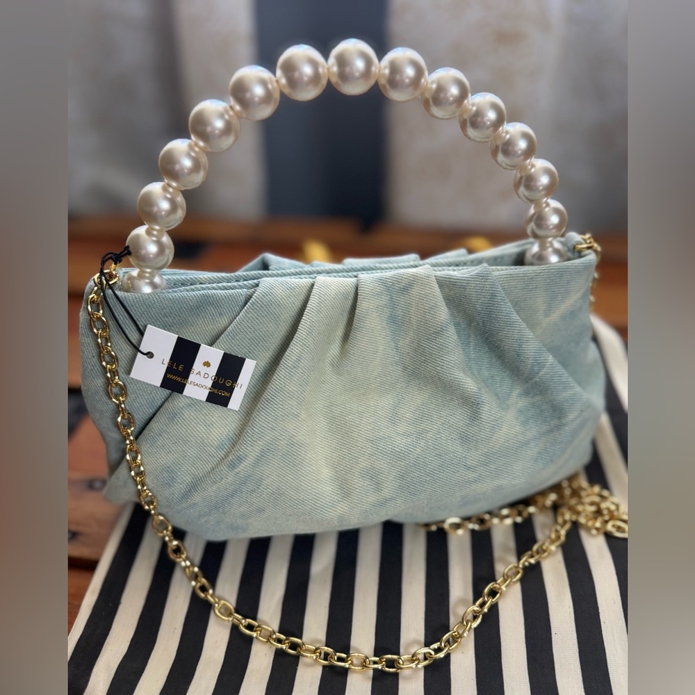 Lele Sadoughi Marlowe Faux Pearl Top Handle Bag - Picture 9 of 11
